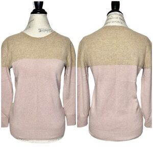 Agnona | Women | 100% Cashmere Italian Color Block Crew Neck Sweater | 40 Medium